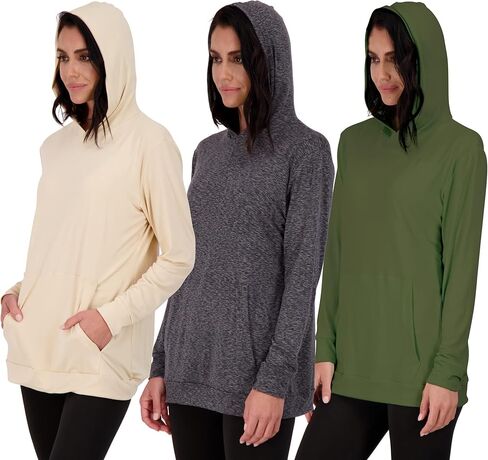 مجموعة Real Essentials 3 Pack: بلوفر نسائي بغطاء للرأس وأكمام طويلة وجيب - Active Lounge (متوفر في Plus) in Saudi Arabia