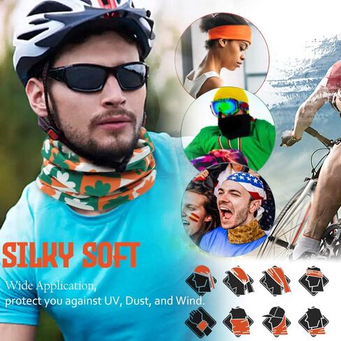 قناع وجه للرقبة قابل للعكس، قناع وجه باندانا للرقبة، غطاء وجه مريح، قناع تزلج وشاح درع للرجال والنساء، قناع علم ايرلندا شامروك مرح, غطاء رقبة بتصميم علم النفل الأيرلندي, مقاس واحد in Kuwait