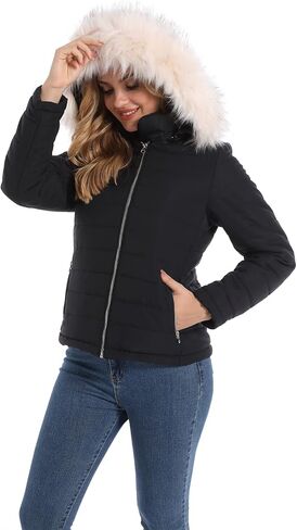 Women Warm Winter Faux Fur Parka Jacket Puffer Coat Womens Winter Jackets Coats For Women Fashion in Kuwait