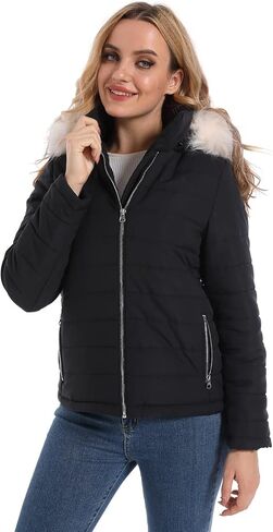 Women Warm Winter Faux Fur Parka Jacket Puffer Coat Womens Winter Jackets Coats For Women Fashion in Kuwait