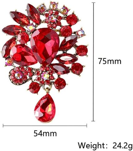 COLORFUL BLING Rhinestone Brooch Pin Red Leaf Brooch Pin Blue Vintage Brooch Pin Jewelry Accessory Gifts Decoration in Saudi Arabia