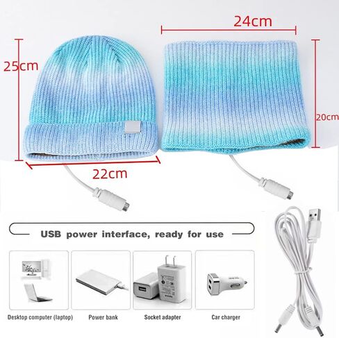 مجموعة قبعة صغيرة دافئة وتدفئة للرقبة من MoreChioce، مجموعة وشاح شتوي 2 في 1 5 فولت لتدفئة الرقبة الكهربائية القابلة لإعادة الشحن عبر USB in Kuwait