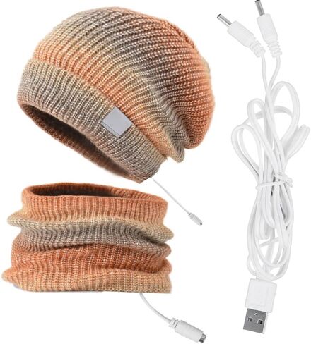 مجموعة قبعة صغيرة دافئة وتدفئة للرقبة من MoreChioce، مجموعة وشاح شتوي 2 في 1 5 فولت لتدفئة الرقبة الكهربائية القابلة لإعادة الشحن عبر USB in Kuwait