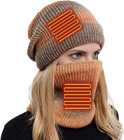 مجموعة قبعة صغيرة دافئة وتدفئة للرقبة من MoreChioce، مجموعة وشاح شتوي 2 في 1 5 فولت لتدفئة الرقبة الكهربائية القابلة لإعادة الشحن عبر USB in Kuwait