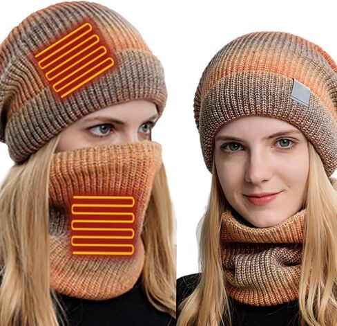 مجموعة قبعة صغيرة دافئة وتدفئة للرقبة من MoreChioce، مجموعة وشاح شتوي 2 في 1 5 فولت لتدفئة الرقبة الكهربائية القابلة لإعادة الشحن عبر USB in Kuwait