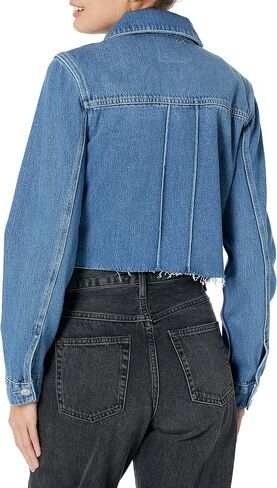 PAIGE Women's Rowan Cropped Jacket Raw Hem Box Pleats in Selah in Saudi Arabia