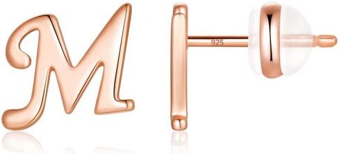 Sterling Silver Stud Earrings, 925 Sterling Silver Initial Stud Earrings Gold Plated Hypoallergenic Earrings for Women Girls Sensitive Ears in Saudi Arabia