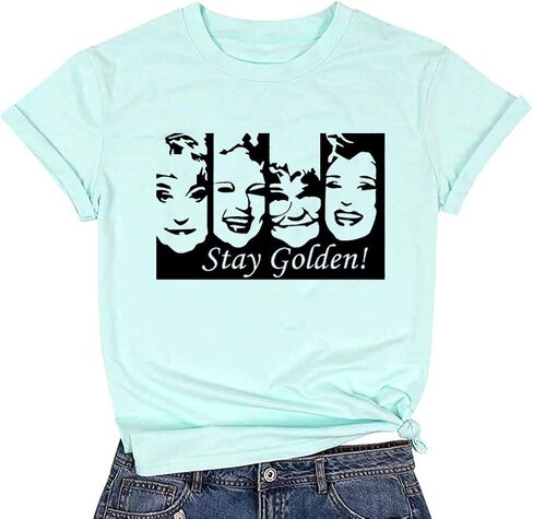 Stay Golden Tshirt Women Funny Cute Golden Girls Shirt Casual Short Sleeve Letter Print Tee Tops Vintage Graphic Tee in Saudi Arabia