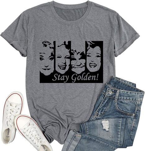 Stay Golden Tshirt Women Funny Cute Golden Girls Shirt Casual Short Sleeve Letter Print Tee Tops Vintage Graphic Tee in Saudi Arabia