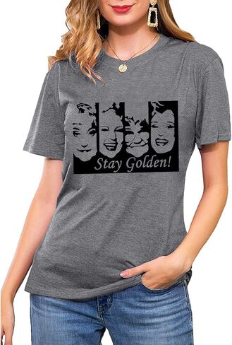 Stay Golden Tshirt Women Funny Cute Golden Girls Shirt Casual Short Sleeve Letter Print Tee Tops Vintage Graphic Tee in Saudi Arabia