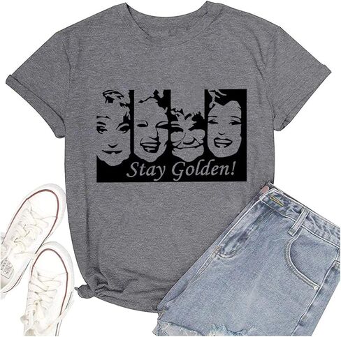 Stay Golden Tshirt Women Funny Cute Golden Girls Shirt Casual Short Sleeve Letter Print Tee Tops Vintage Graphic Tee in Saudi Arabia