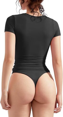 OMKAGI Double Lined Slim Fit T Shirts for Women Short Sleeve Crew Neck Crop Top in Saudi Arabia