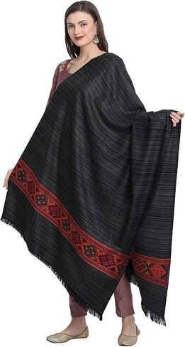 Zamour Women's Kullu Himachali Woolen Shawl Stole Wrap 40 in x 80 in in Kuwait