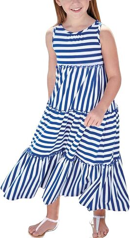 KYMIDY Girls Sleeveless Maxi Dress Kids Summer Casual Striped Sundresses for Girls 6-12 Years in Saudi Arabia