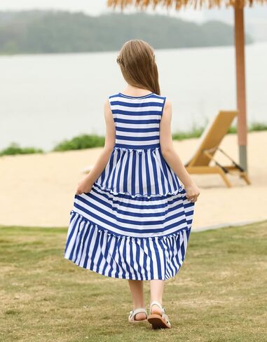 KYMIDY Girls Sleeveless Maxi Dress Kids Summer Casual Striped Sundresses for Girls 6-12 Years in Saudi Arabia
