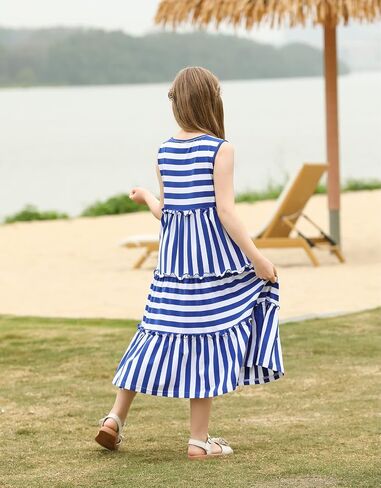 KYMIDY Girls Sleeveless Maxi Dress Kids Summer Casual Striped Sundresses for Girls 6-12 Years in Saudi Arabia