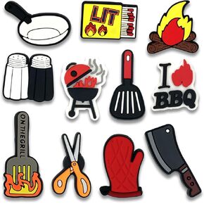 Zanerolan 11Pcs BBQ Shoe Decoration Charms for Clog, Cooking Barbecue Charms Accessories for Adult Men Boy Party Favor in Kuwait