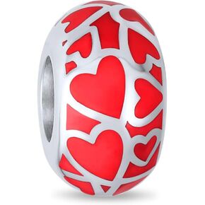 Pink Red Silver Open Heart Cutout Love Murano Glass Spacer Charm Bead For Women For Teen .925 Sterling Silver Core Fits European Bracelet in Saudi Arabia