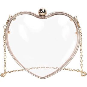 JAMBHALA Acrylic Heart Clutch Bag Mini Clear Evening Handbag with Detechable Chain for Women in Kuwait
