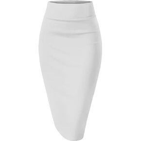 BSXIJIE Women’s High Waist Stretch Office Work Pencil Skirt Midi Nylon Ponte Bodycon Skirt