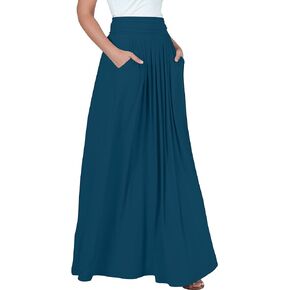 KOH KOH Womens Long Flowy Cute Modest High Waist Floor Length Pockets Maxi Skirt
