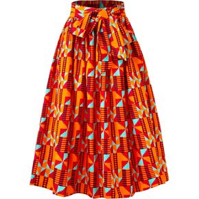 HongyuAmy Women African Print Skirt Dutch Ankara Wax Print Full Circle Skirt in Kuwait