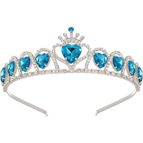 SWEETV Princess Tiara for Girls, Birthday Tiara Gift for Kids, Heart Shaped Crystal Crown for Flower Girls, Child Costume Headpiece Dress-up Accessories