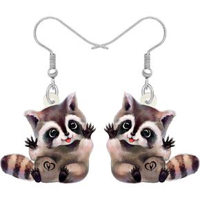 YAYAKO Acrylic Chubby Bear Raccoon Earrings Jewelry Statement Dangle Earrings for Women Girls Charms Cute Raccoon Gifts