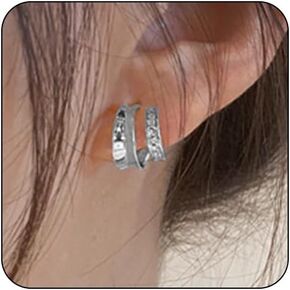 Double Hoop Earrings for Single Piercing for Women Silver Double Twist Hoop Earrings Adjustable Spiral Earrings Hypoallergenic Faux Double Tiny Twist Earrings for women Gift