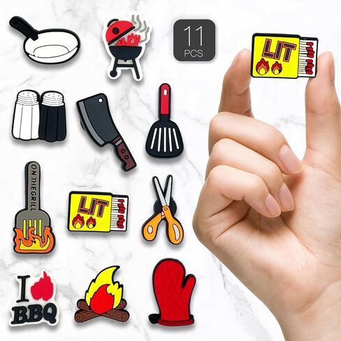 Zanerolan 11Pcs BBQ Shoe Decoration Charms for Clog, Cooking Barbecue Charms Accessories for Adult Men Boy Party Favor in Kuwait