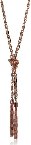 GUESS Two-Tone Long Braided Knot Chain Tassel Necklace in Saudi Arabia