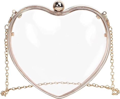 JAMBHALA Acrylic Heart Clutch Bag Mini Clear Evening Handbag with Detechable Chain for Women in Saudi Arabia