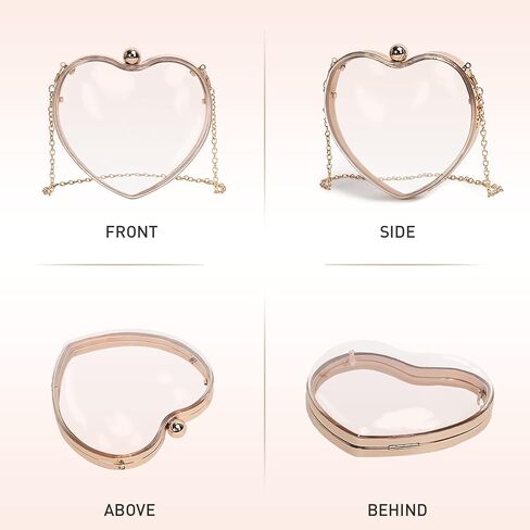 JAMBHALA Acrylic Heart Clutch Bag Mini Clear Evening Handbag with Detechable Chain for Women in Saudi Arabia