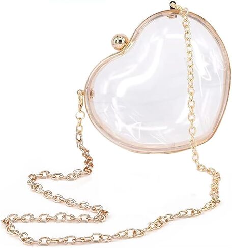 Women Clear Purse, Love transparent bag,Acrylic Evening Clutch Bag, Women Clear Purse Bag (golden) in Kuwait
