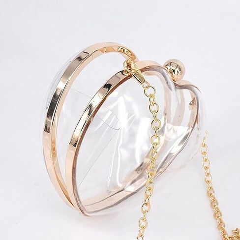 Women Clear Purse, Love transparent bag,Acrylic Evening Clutch Bag, Women Clear Purse Bag (golden) in Kuwait