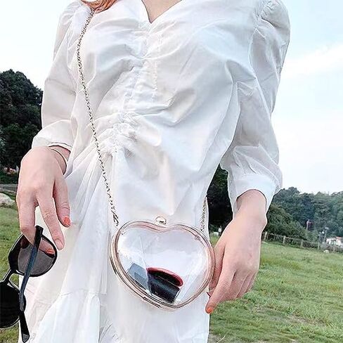 Women Clear Purse, Love transparent bag,Acrylic Evening Clutch Bag, Women Clear Purse Bag (golden) in Kuwait