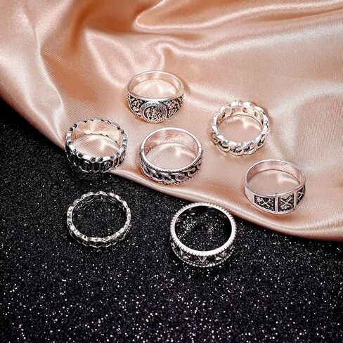 Masedy 28 قطعة خواتم الشرير خمر للرجال خواتم القوطية باردة رجالي ثعبان خاتم على شكل جمجمة Signet الفرقة حلقة خواتم السائق الرجعية حزمة in Kuwait