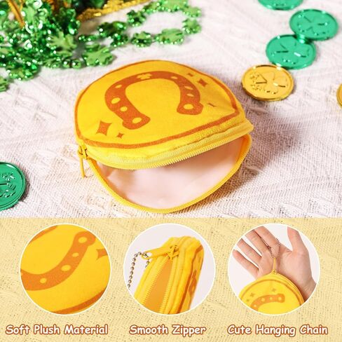 ICoDeesse St. Patrick's Day Decorations Shamrock Leprechaun Hat Plush Coin Purse Clover Candy Gold Coin Bag for Saint Patrick Accessories Party Supplies 4PCS in Kuwait