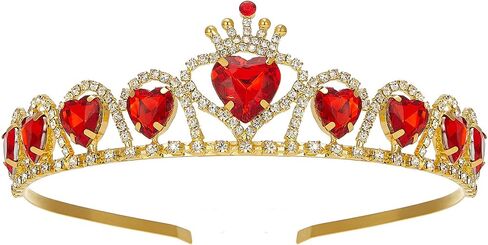 sweetv الأميرة تيارا للفتيات، هدية تاج عيد ميلاد للأطفال، تاج كريستال على شكل قلب للفتيات زهرة، زي الطفل الملحقات اللباس خوذة in Saudi Arabia