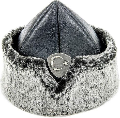 MISSS TESETTÜR قبعة بورك عثمانية تركية للأولاد، قبعة Ertugrul للأطفال، قبعة شتوية من الفرو الجلدي، فرو صناعي وجلد صناعي in Kuwait