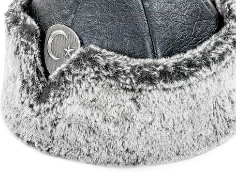 MISSS TESETTÜR قبعة بورك عثمانية تركية للأولاد، قبعة Ertugrul للأطفال، قبعة شتوية من الفرو الجلدي، فرو صناعي وجلد صناعي in Kuwait