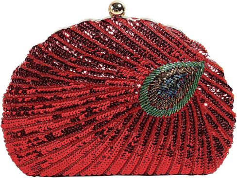 حقيبة يد نسائية كلاسيكية مطرزة بالترتر على شكل طاووس للسهرة حقيبة كتف كروس حقيبة يد مصنوعة يدويًا لحفلات الزفاف in Kuwait