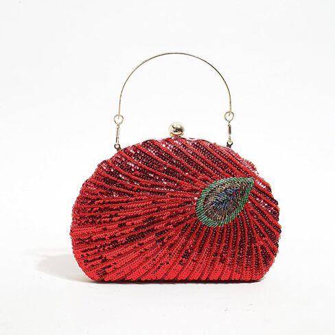 حقيبة يد نسائية كلاسيكية مطرزة بالترتر على شكل طاووس للسهرة حقيبة كتف كروس حقيبة يد مصنوعة يدويًا لحفلات الزفاف in Kuwait