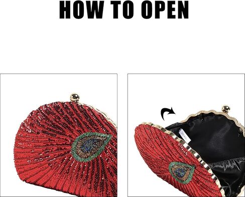 حقيبة يد نسائية كلاسيكية مطرزة بالترتر على شكل طاووس للسهرة حقيبة كتف كروس حقيبة يد مصنوعة يدويًا لحفلات الزفاف in Kuwait