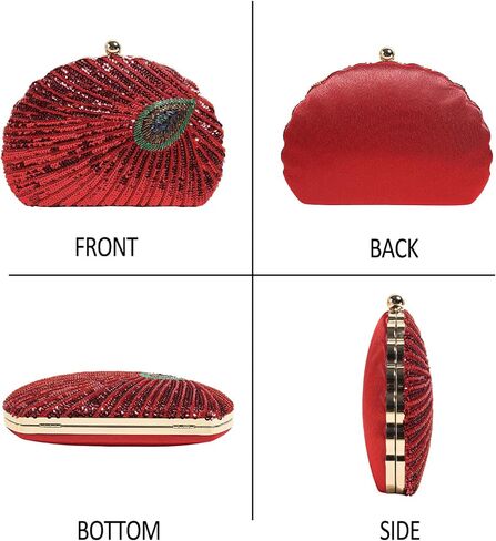 حقيبة يد نسائية كلاسيكية مطرزة بالترتر على شكل طاووس للسهرة حقيبة كتف كروس حقيبة يد مصنوعة يدويًا لحفلات الزفاف in Kuwait