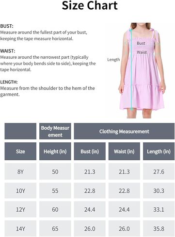 Mebius Girls Summer Mini/Maxi Dress Smocked Tie Strap Boho Casual Babydoll Shirred A-line Tiered Dresses in Saudi Arabia