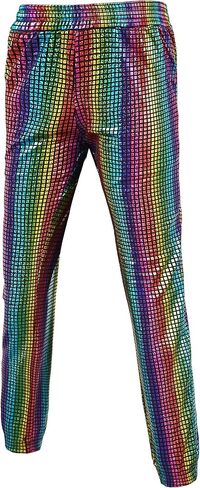 WULFUL Kids Boys Metallic 70s Disco Costume Sequin Party Jogger Pants in Saudi Arabia
