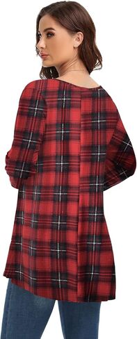 MONNURO Womens Plus Size Henley Shirts Button Up V Neck Pleated Tunic Tops Casual Blouse 3/4 Sleeve in Kuwait