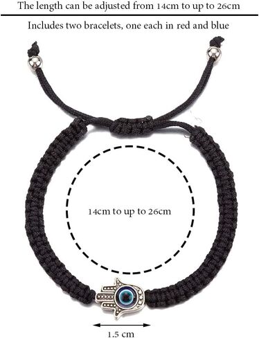 SKYPIA 2 Pcs Evil Eye String Bracelet, Couple Bracelet with Black and Red Color, Kabbalah Evil Eye Bracelet for Protection and Lucky Jewelry for Couple, Family and Friends in Kuwait