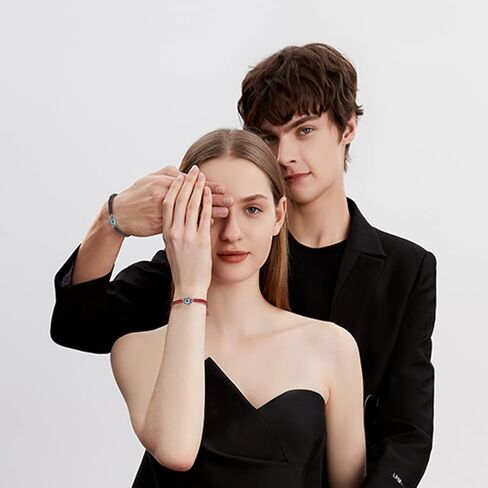 SKYPIA 2 Pcs Evil Eye String Bracelet, Couple Bracelet with Black and Red Color, Kabbalah Evil Eye Bracelet for Protection and Lucky Jewelry for Couple, Family and Friends in Kuwait